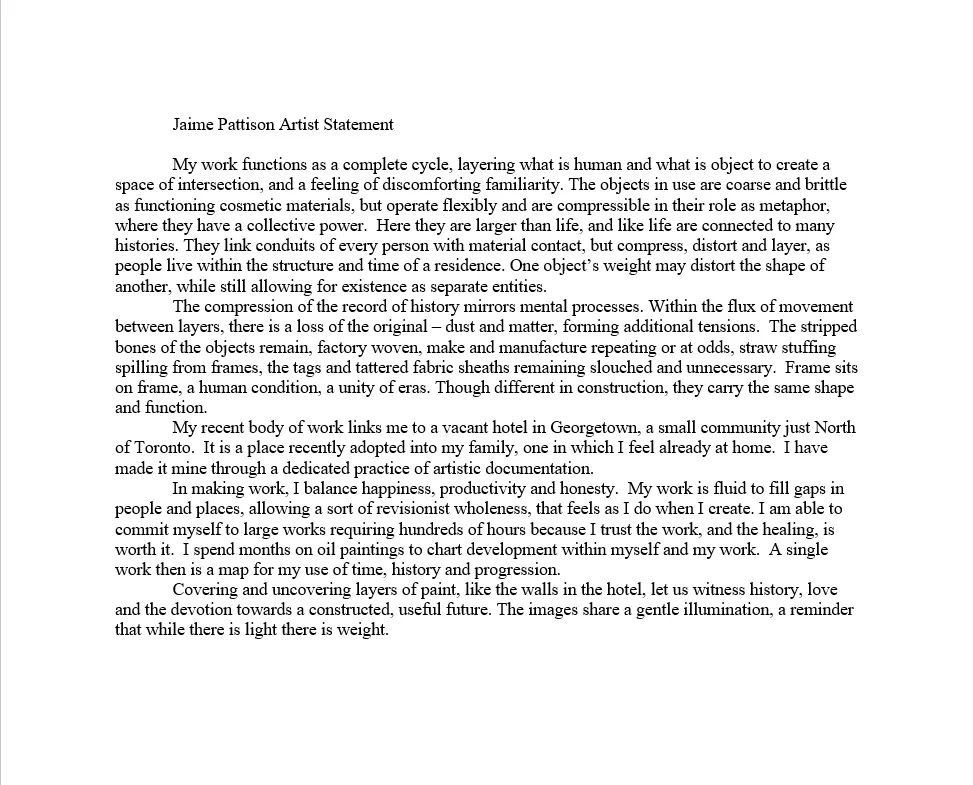 Jaime Pattison Artist Statement