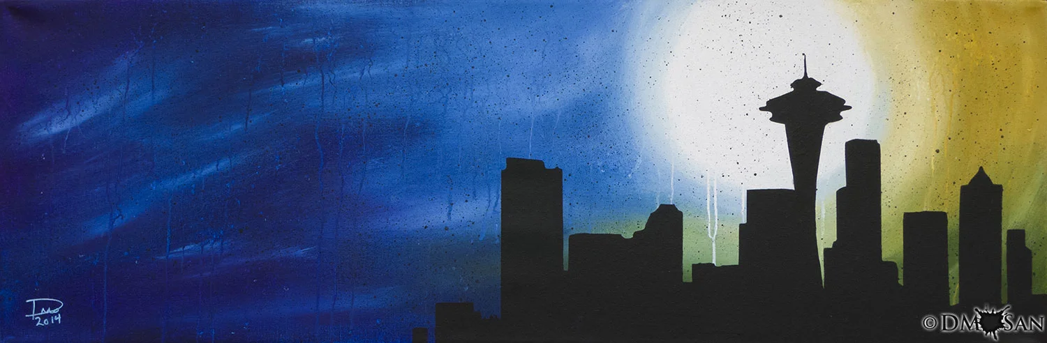 Seattle Raining Skyline