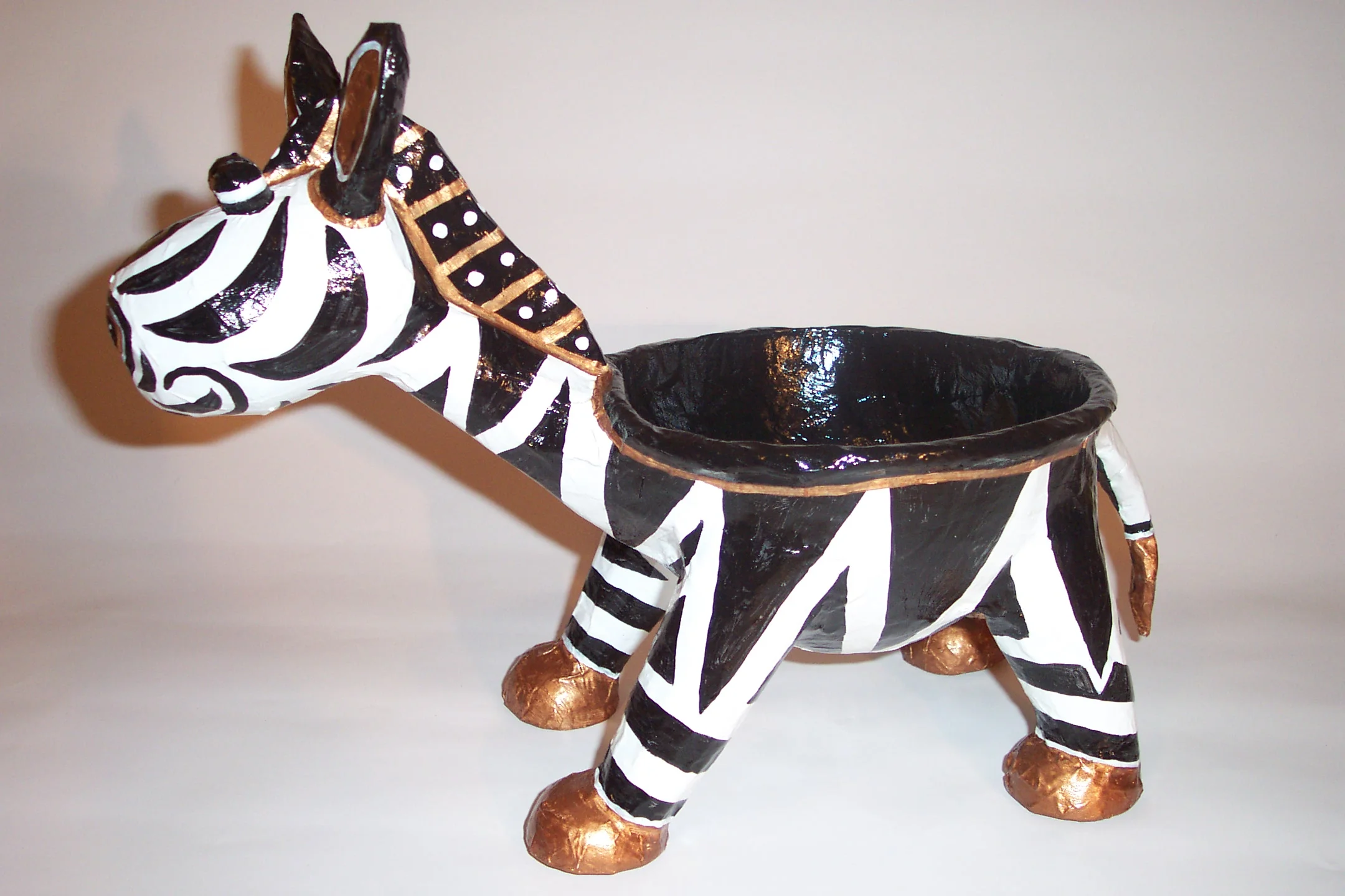 Papier Mache Zebra Bowl