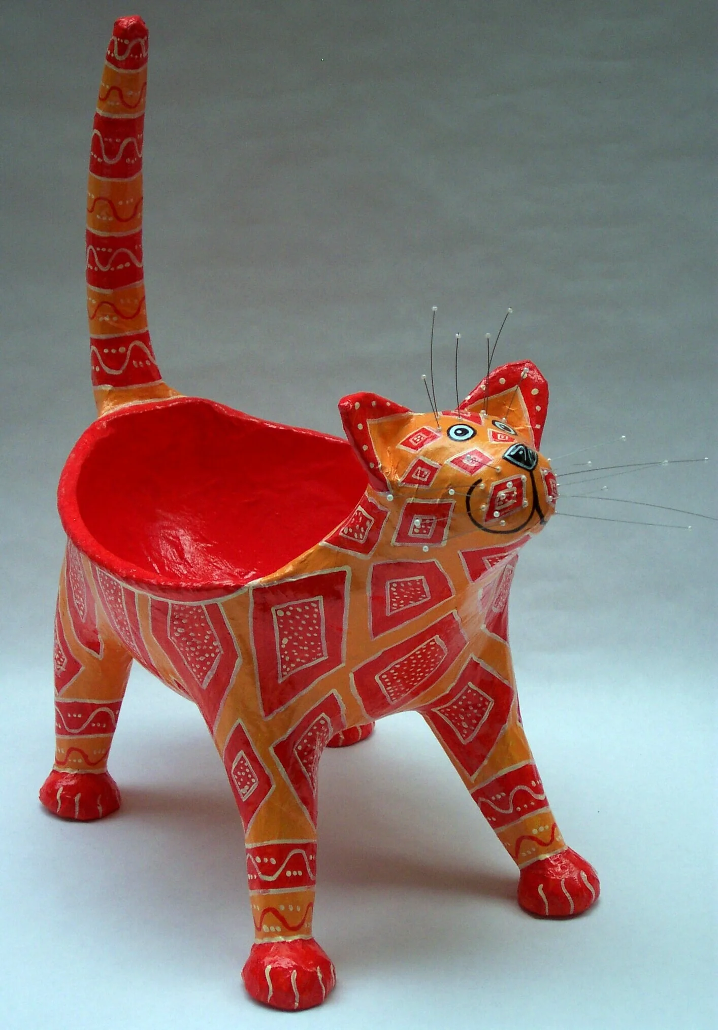 Papier Mache Cat Bowl