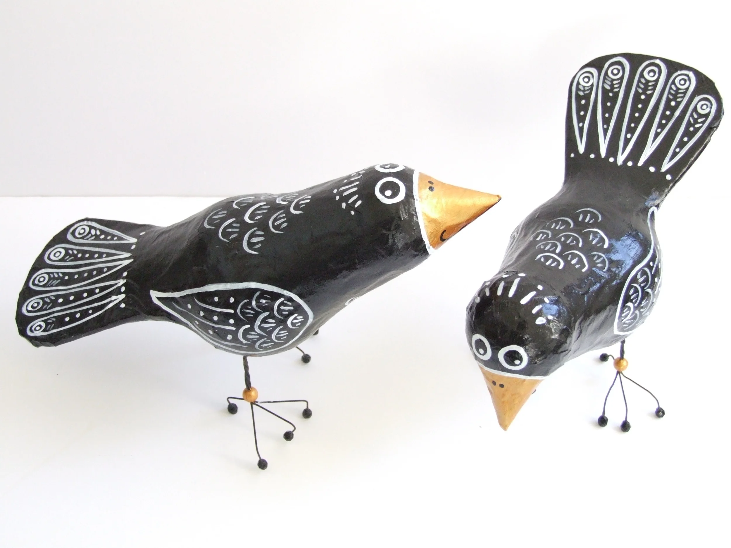 Papier Mache Blackbirds