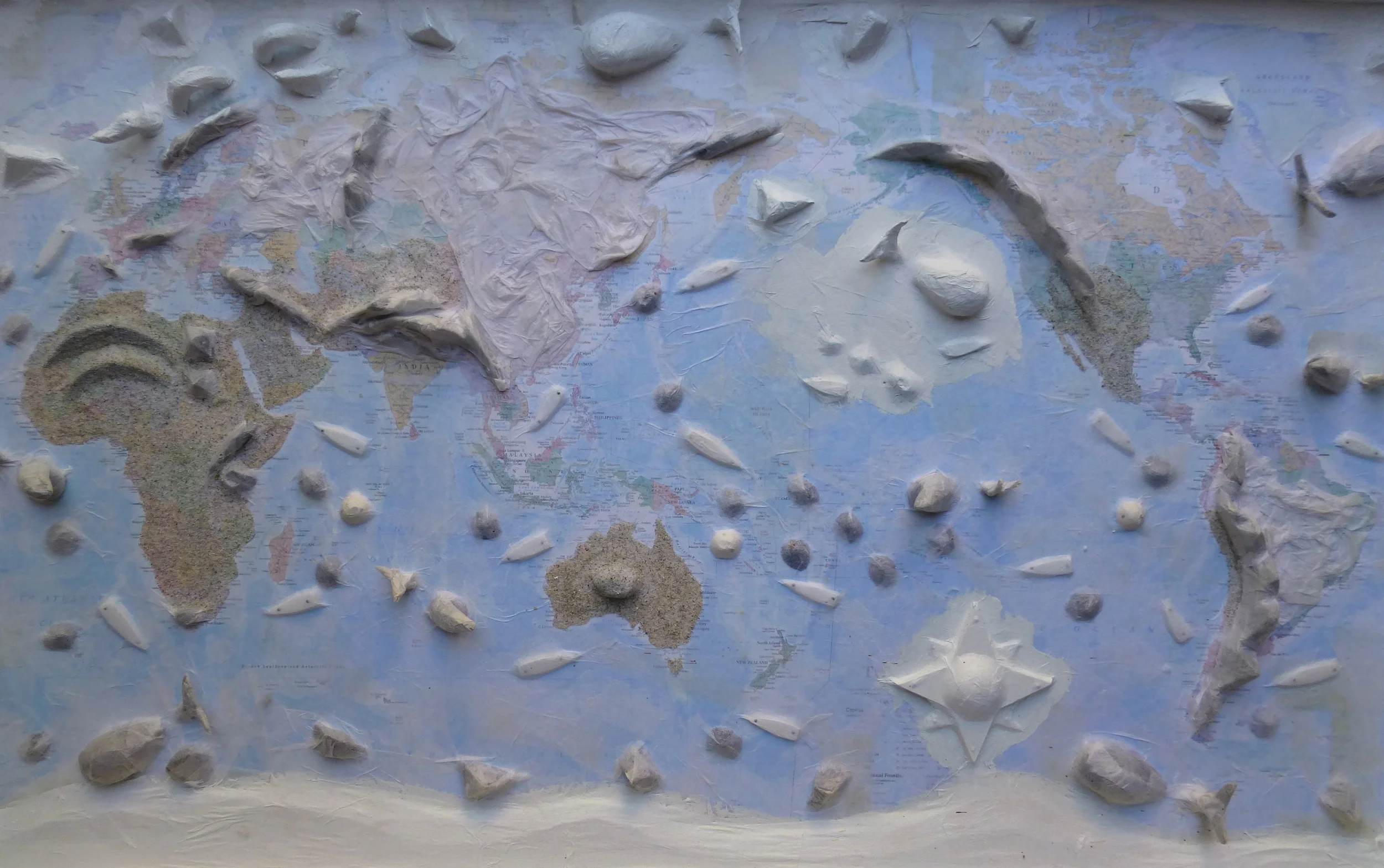 The papier-mached map - ready for painting