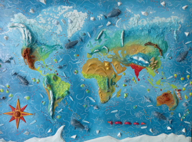 The painted map base - ready for the details to be added.