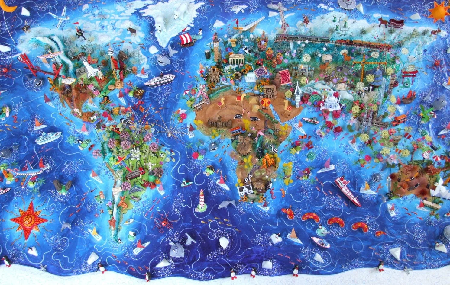 3D World Map - Dark Blue Background