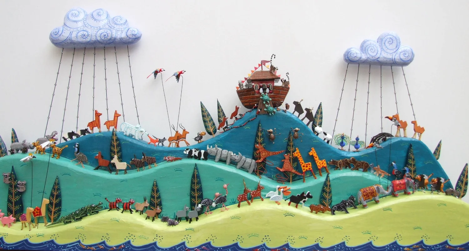 Papier Mache Noah's Ark - Close-up