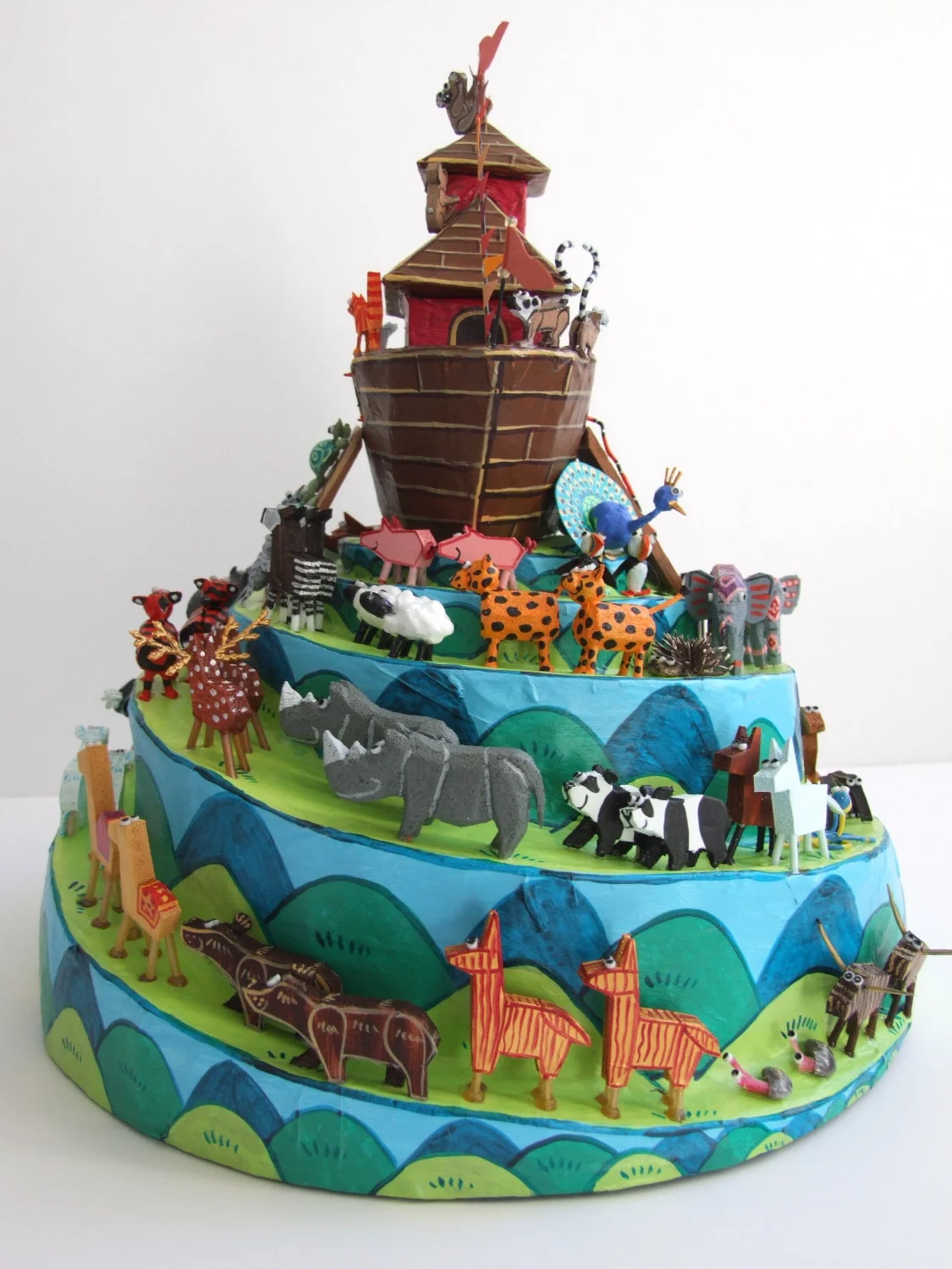 Papier Mache Noah's Ark - Spiral version - side view