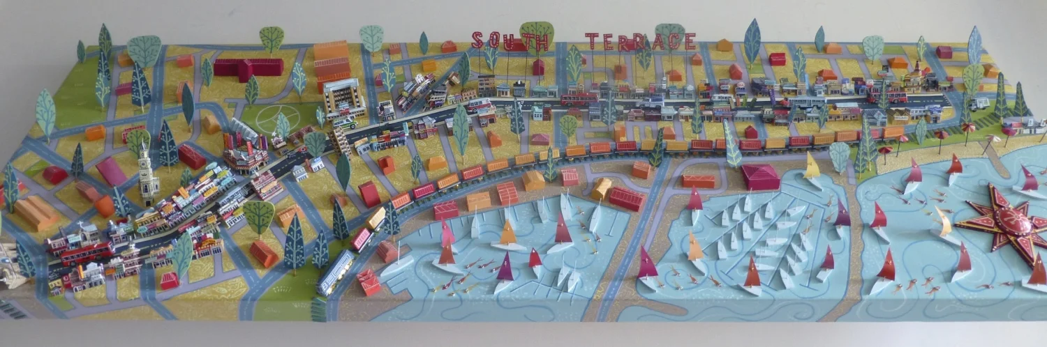 Map of South Terrace, Fremantle - Angled view of Colour Version