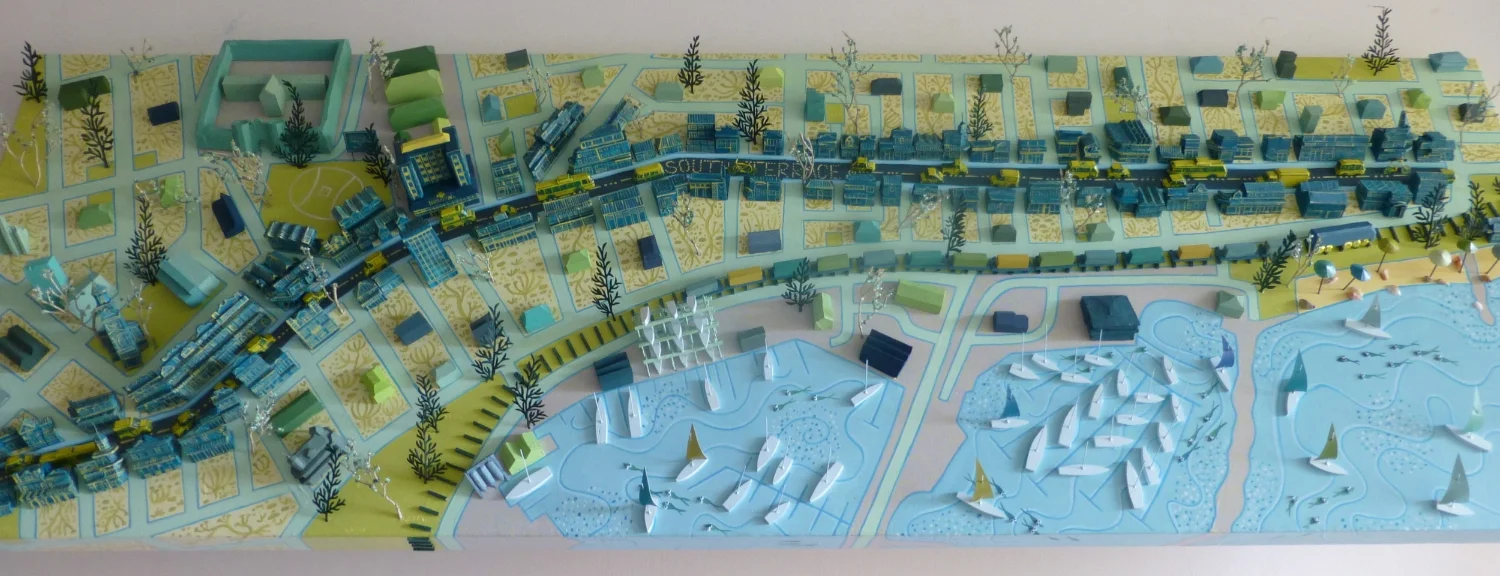 Map of South Terrace, Fremantle - Angled View of Blue/Green Version