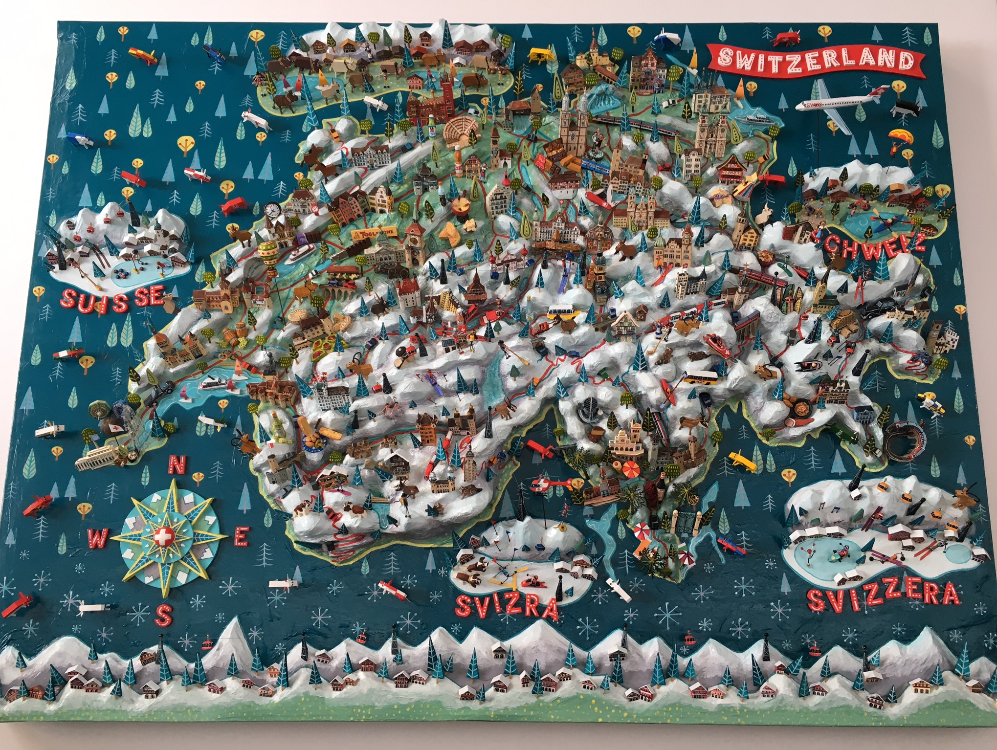 Illustrated 3D Map of Switzerland