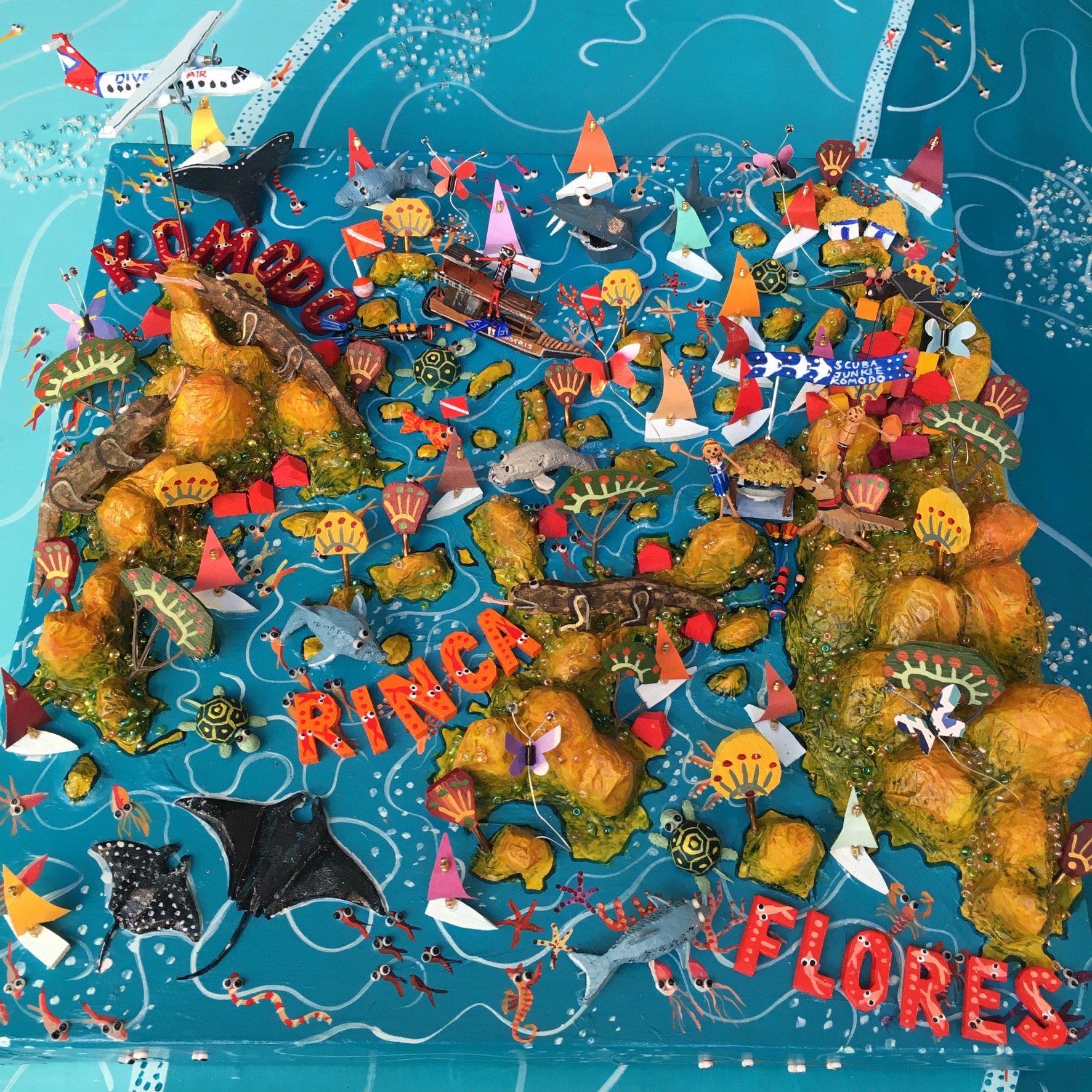 Map of Komodo National Park, Indonesia 30cm x 30cm