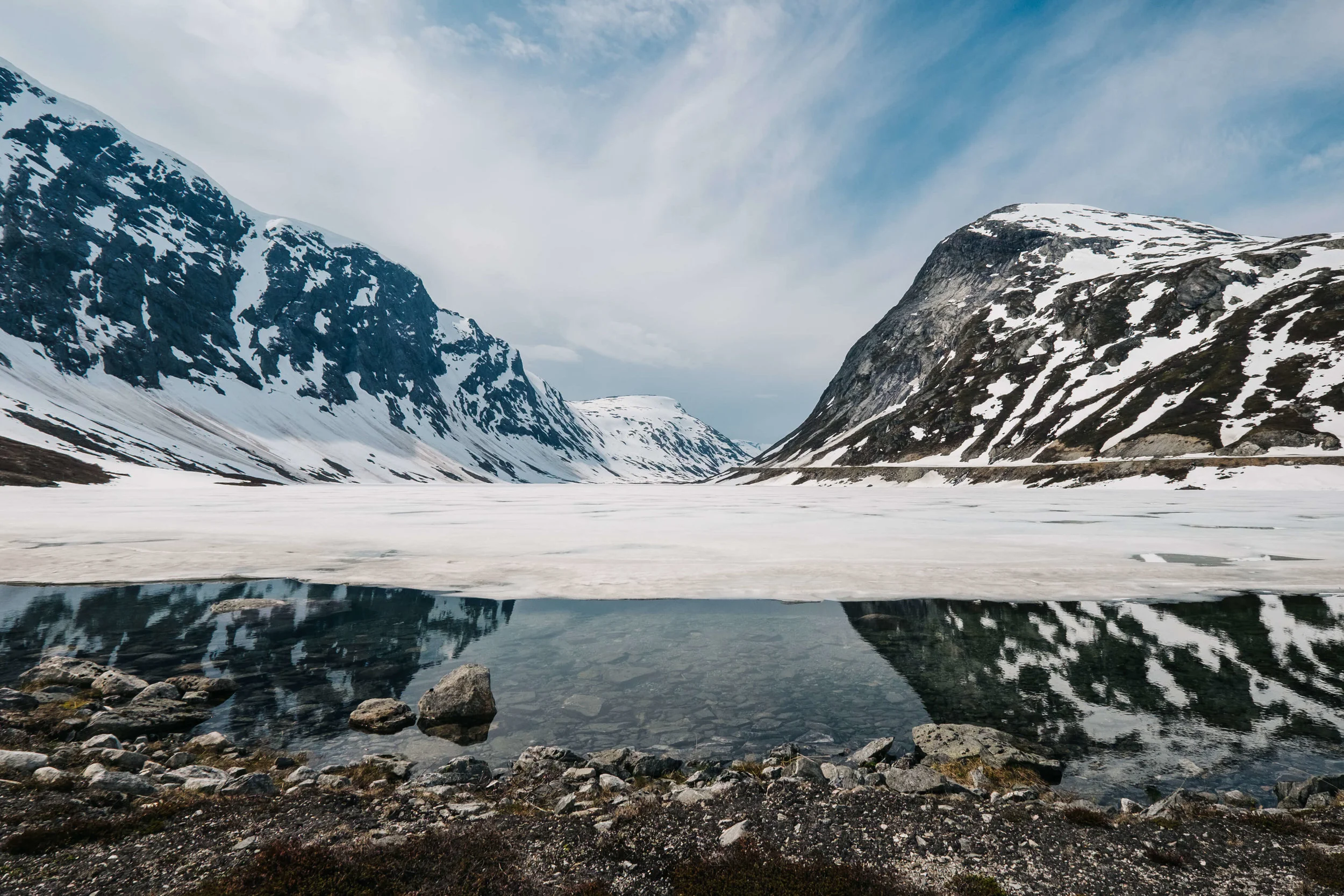 langvatnet norway landscape frozen lake mountains