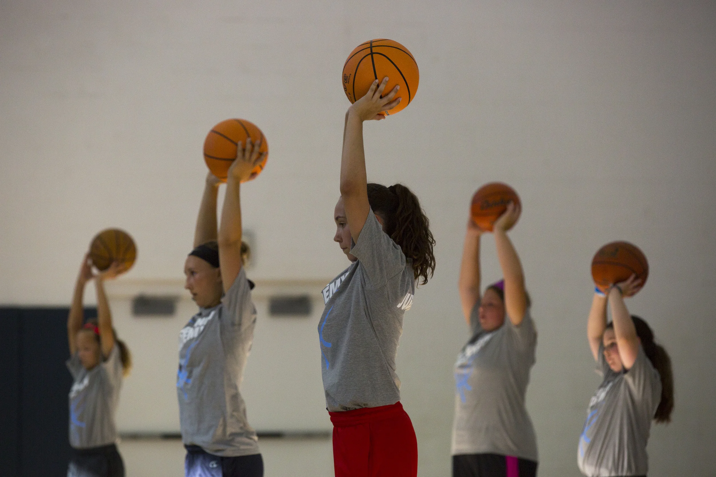  Participants take part in drills during a special basketball camp hosted by US Olympian and Chicago Sky star Elena Delle Donne at Bernard Weinger JCC in Northbrook on Monday, June 27, 2016.&nbsp; 