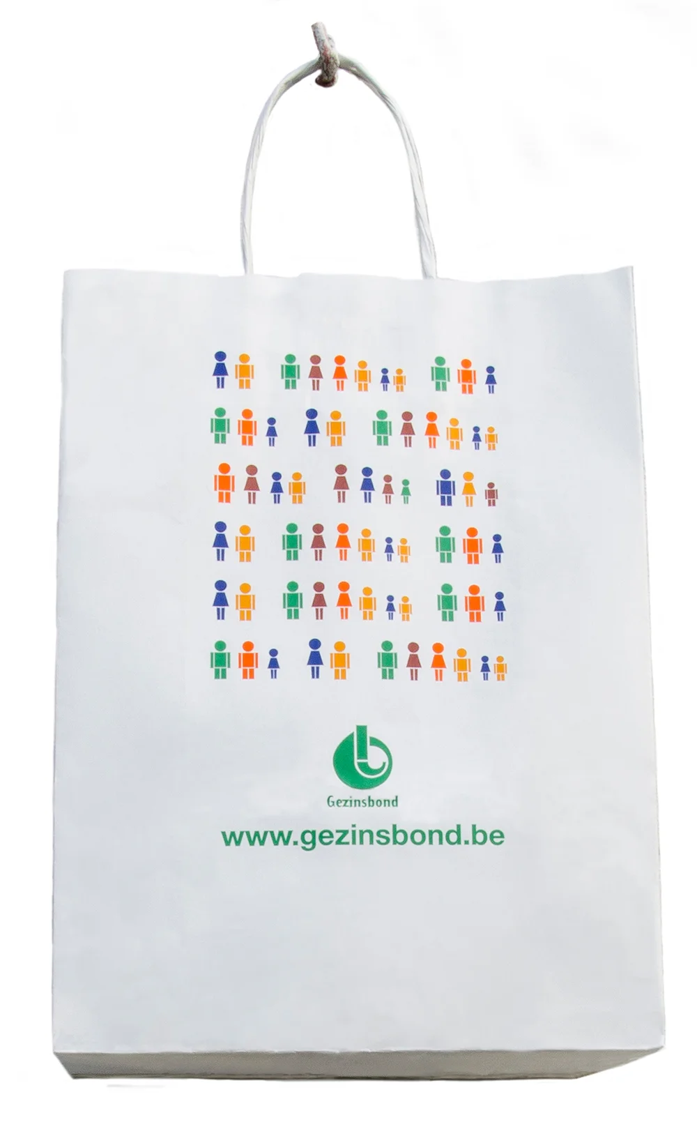 c-bags bedrukte draagtassen voor Gezinsbond // multi cycli ecologische draagtas // kraft papier 110gr // LOW BUDGET