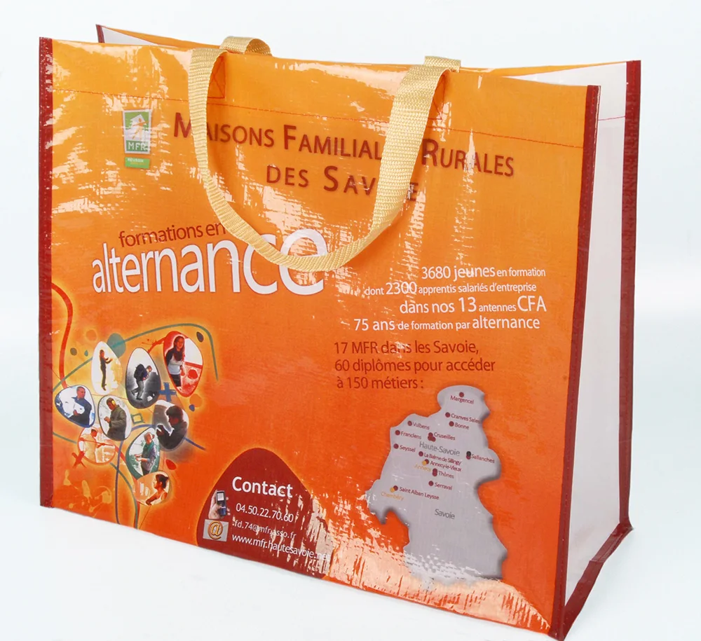 c-bags voor Maisons Familiales // single cyclus ecologische draagtassen // PP woven bedrukte draagtassen // betaalbare luxe draagtassen