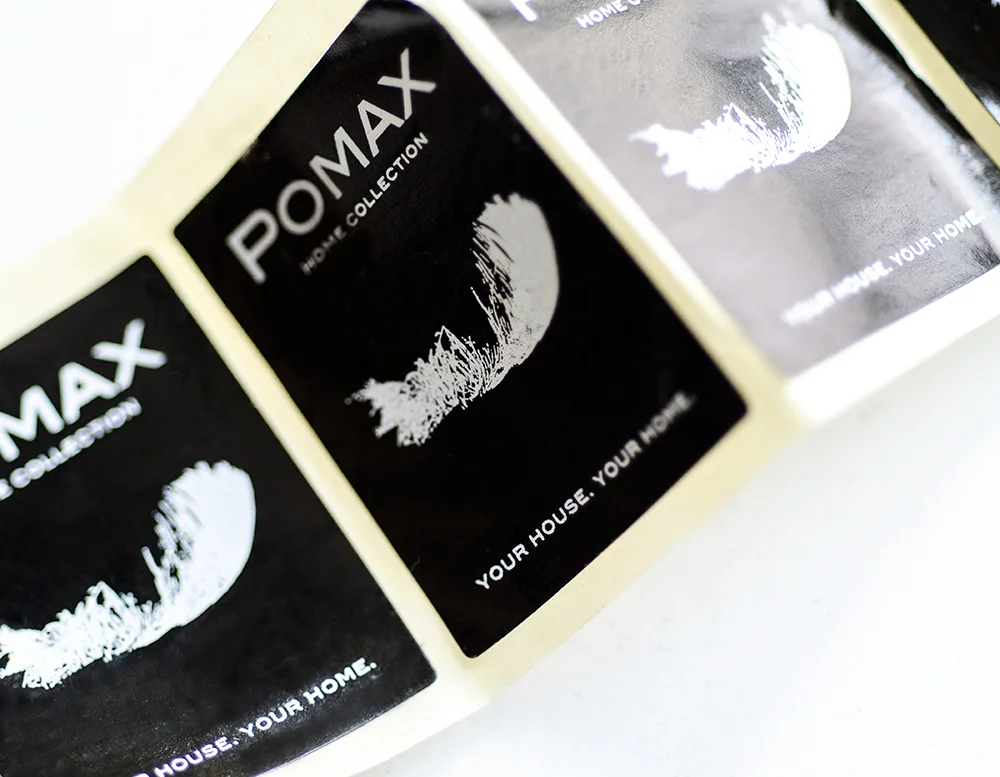 c-bags gepersonaliseerd verpakkingsmateriaal voor Pomax // stickertjes op rol