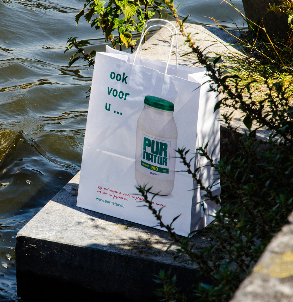 c-bags bedrukte draagtassen voor Pur Natur // multi cycli ecologische draagtassen // automatische papieren draagtassen // low budget