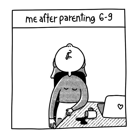 2024 03 07 brunhilda weekly comics strip – me after parenting 6 to 9 AM.jpg