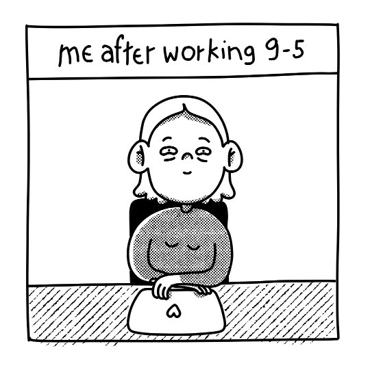 2024 03 07 brunhilda weekly comics strip – me after working 9 AM to 5 PM.jpg