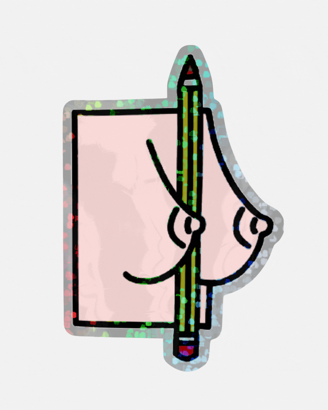 brunhilda pencil glitter waterproof sticker.gif