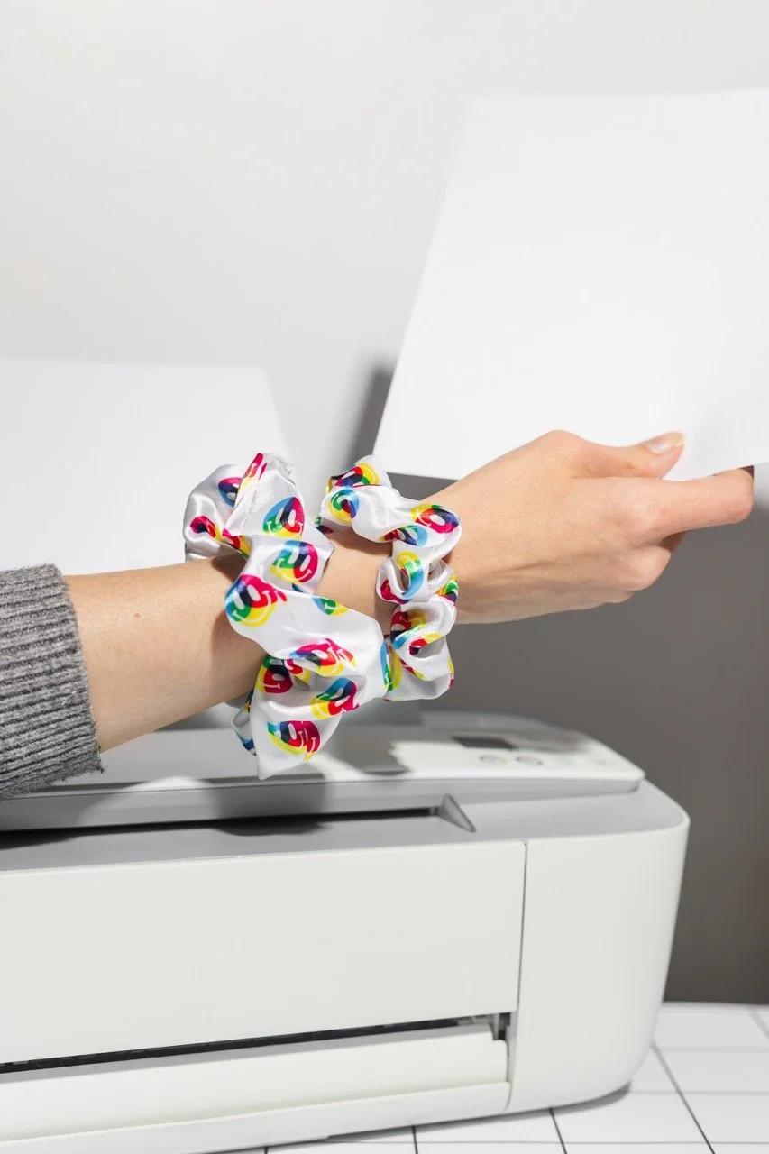 scrunchie white cmyk color smiley design handmade in europe big size lifestyle side hand printer Large.jpeg