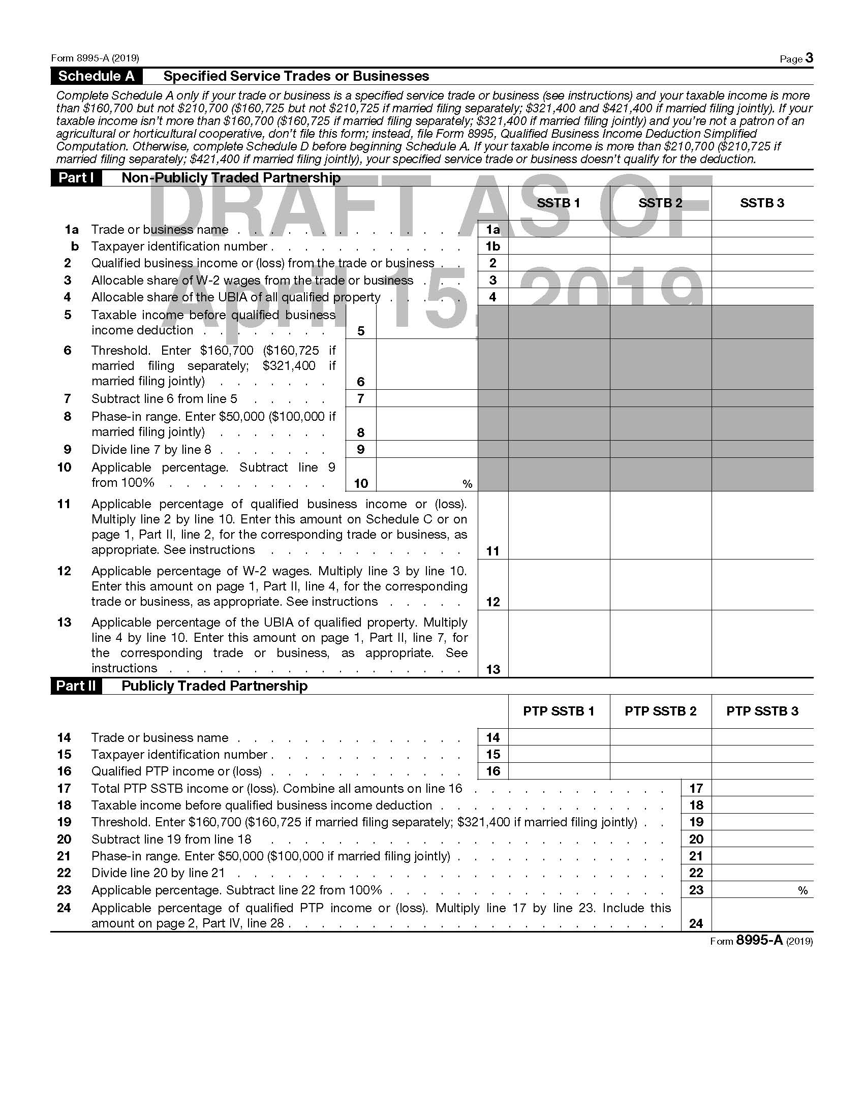 IRS Releases Drafts of Forms to Be Used to Calculate §199A Deduction on