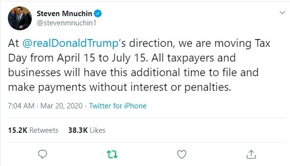 Due Date Pushed Back to July 15 for Income Tax Returns Due on