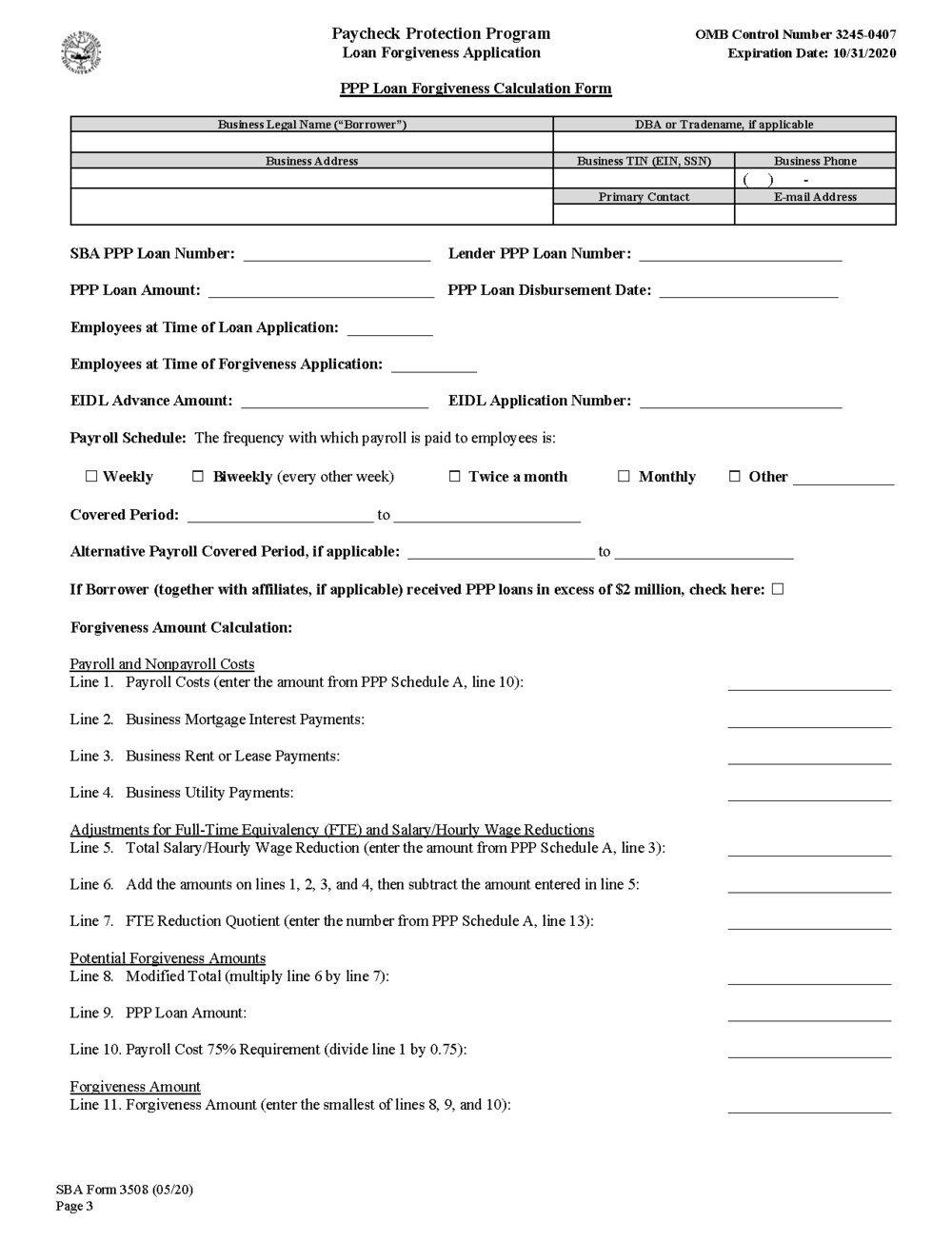 Ppp Loan Forgiveness Application And Instructions Released By Sba Current Federal Tax Developments