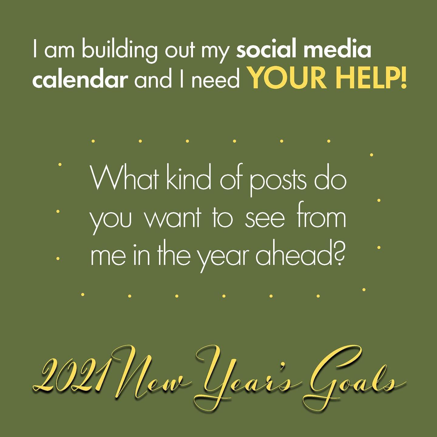 Hi friends! I need help with one of my 2021 goals!

I am building out a social media calendar in an effort to regularly share more of my work and more conservation stories.

But, I want to hear from YOU! What kind of posts do you want to see from me?