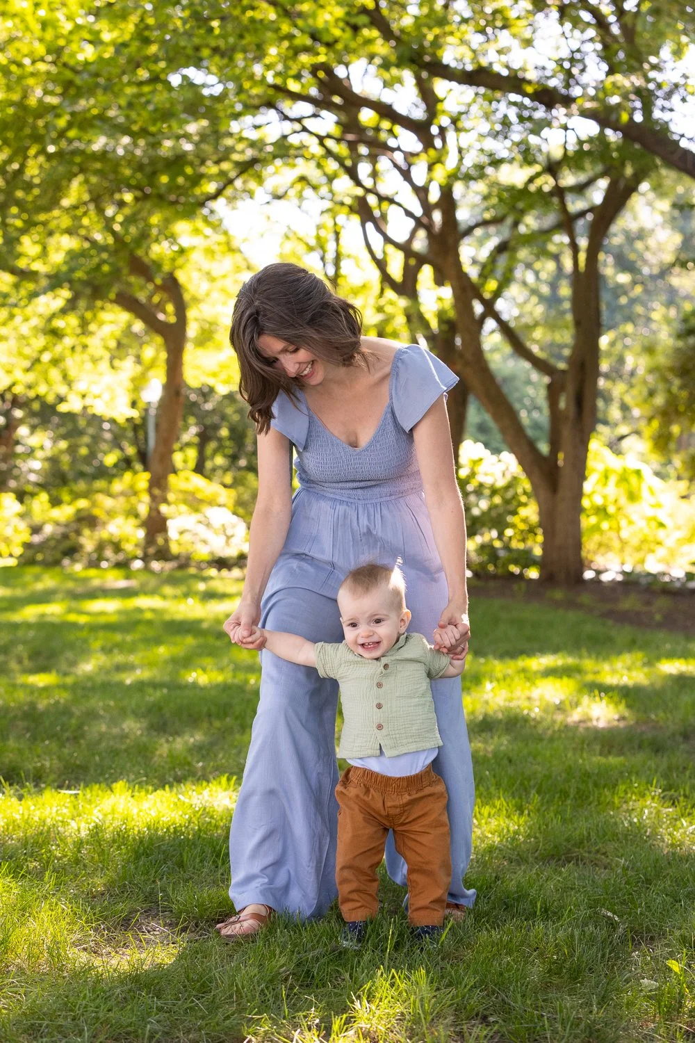 Candid lifestyle portrait of toddler and mother near the U.S. Capitol in Washington, D.C.
