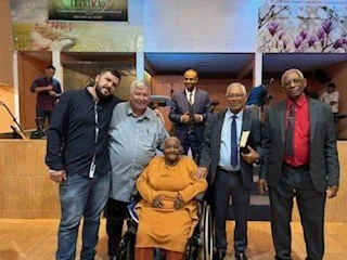 Sis Senira (in the wheel chair) - almost 50 years in our church in Neves