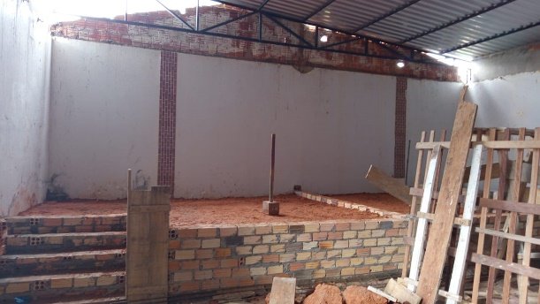 New roof at Sao Paulo de Olivence church and getting floor concrete poured