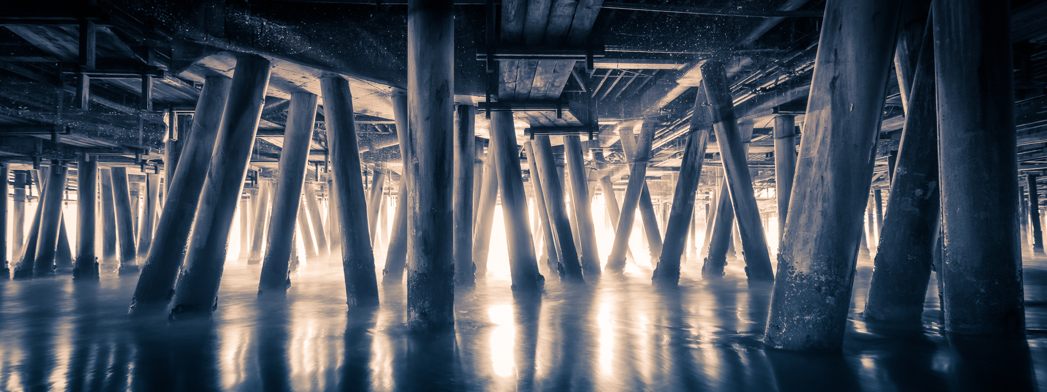 Underneath the Santa Monica pier using a 10-stop ND filter.
