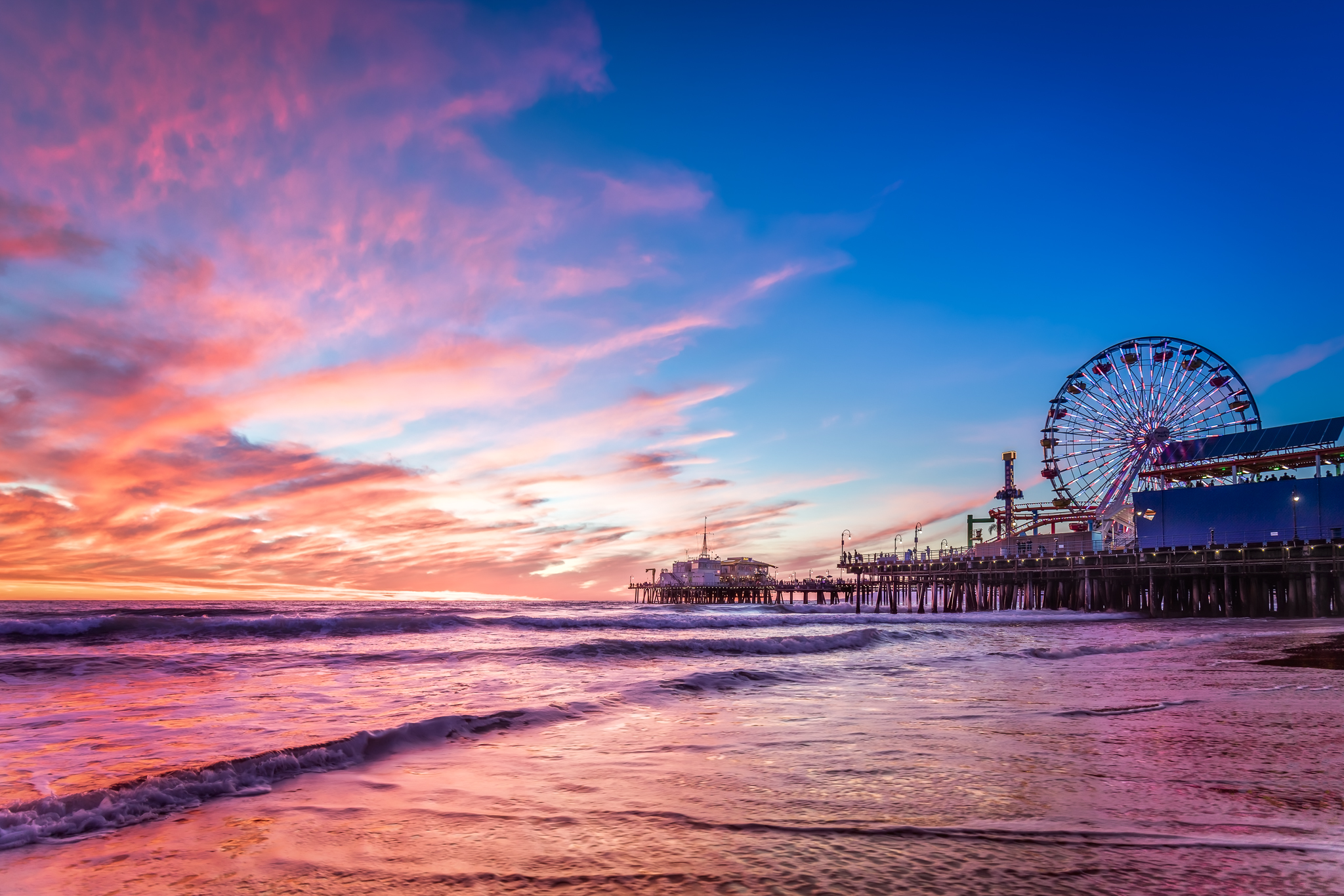 Sunset on the Santa Monica Pier. The sky was just crazy awesome and we definitely lucked out!