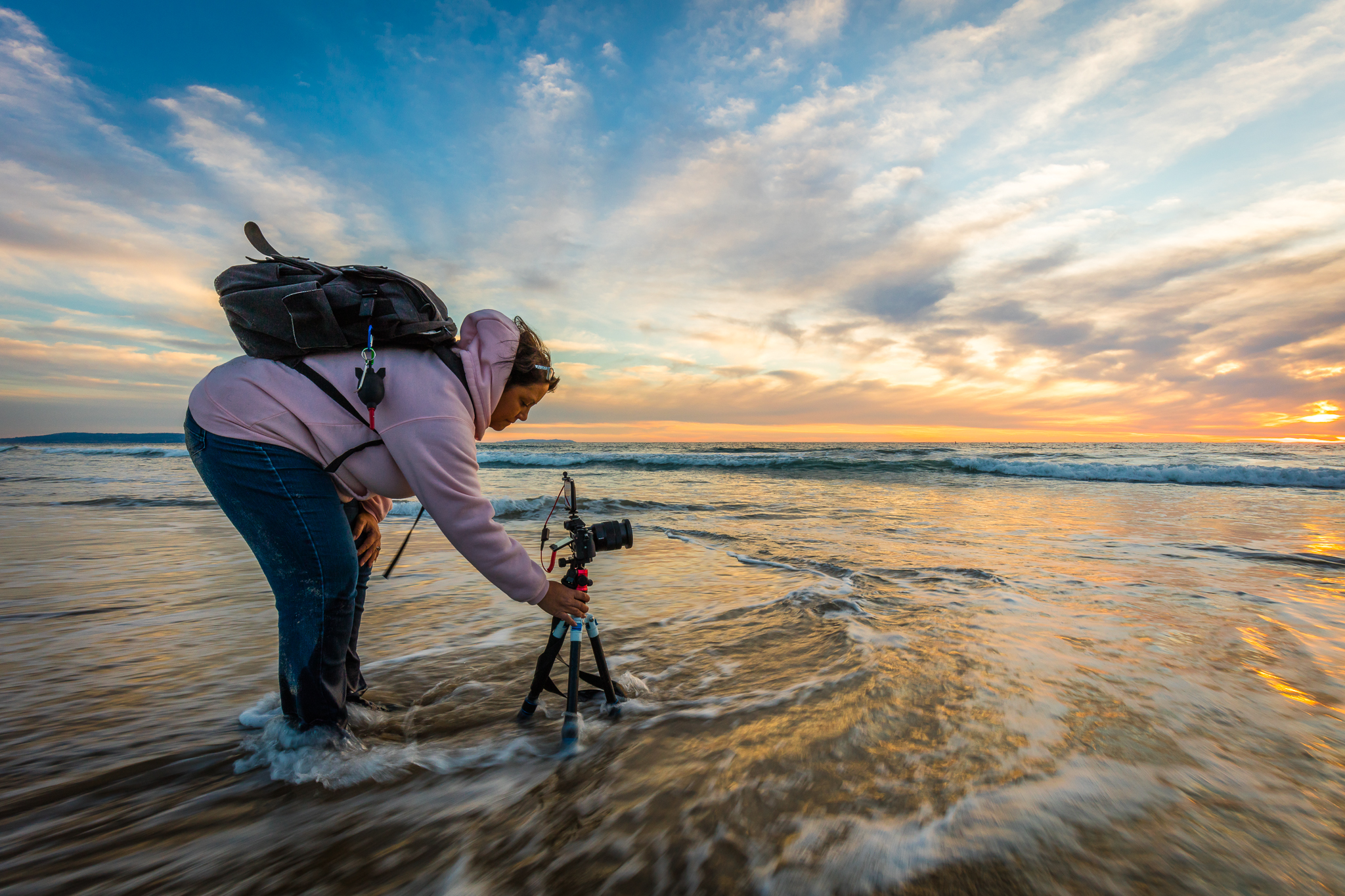 My friend Lisa getting into the shot as the sun began to set