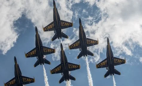 U.S. Navy's Blue Angels Flyover Michigan State University