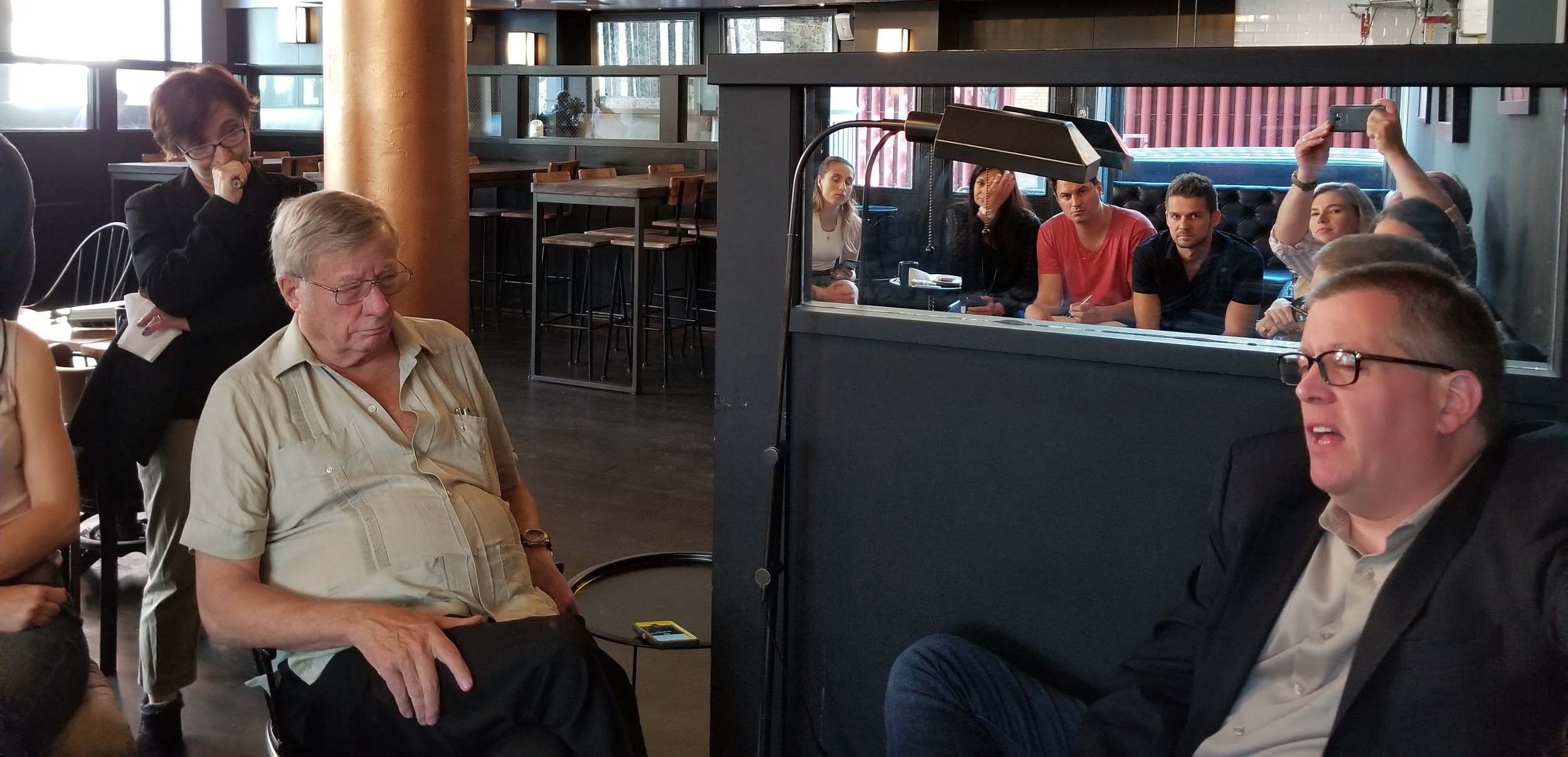 Bonnie Halper (left) and Peter Shankman (right), with Peter Sprague (center)
