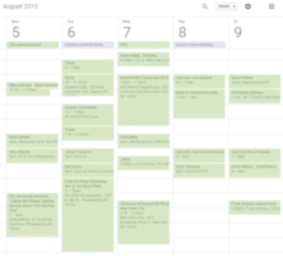 A week in August 2013, just before Trajectify was born, at the end of the 70+ networking meetings as part of the coaching product-market discovery.