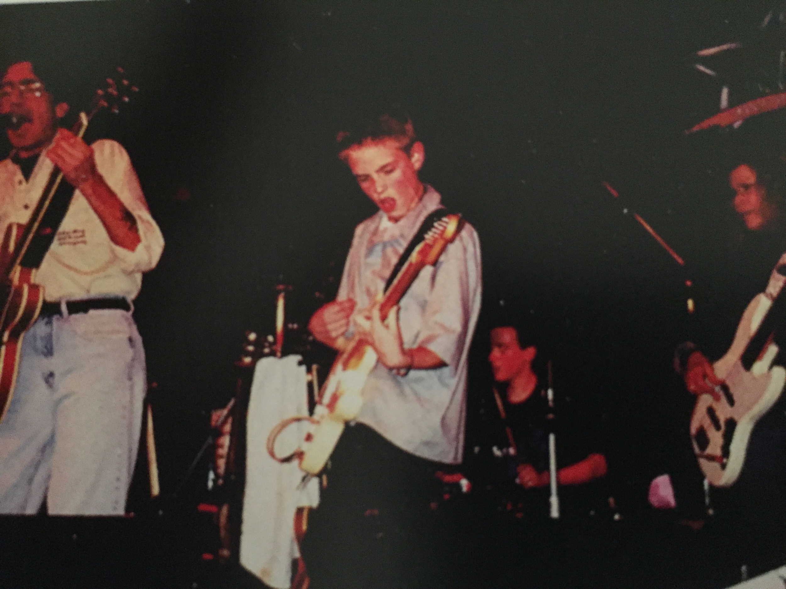 Playing the same Strat I used for this cover, in 1999. Ed on Vocals, Jordan Cook (Reignwolf) on drums, Lynn Victoria on Bass, Big Dave McClean (out of frame, to the left of Ed) on harmonica. 