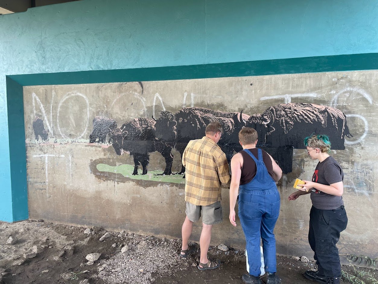  Students helping to install.  