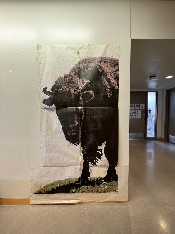  A bison print hangs in the University of Wyoming Art Department.  