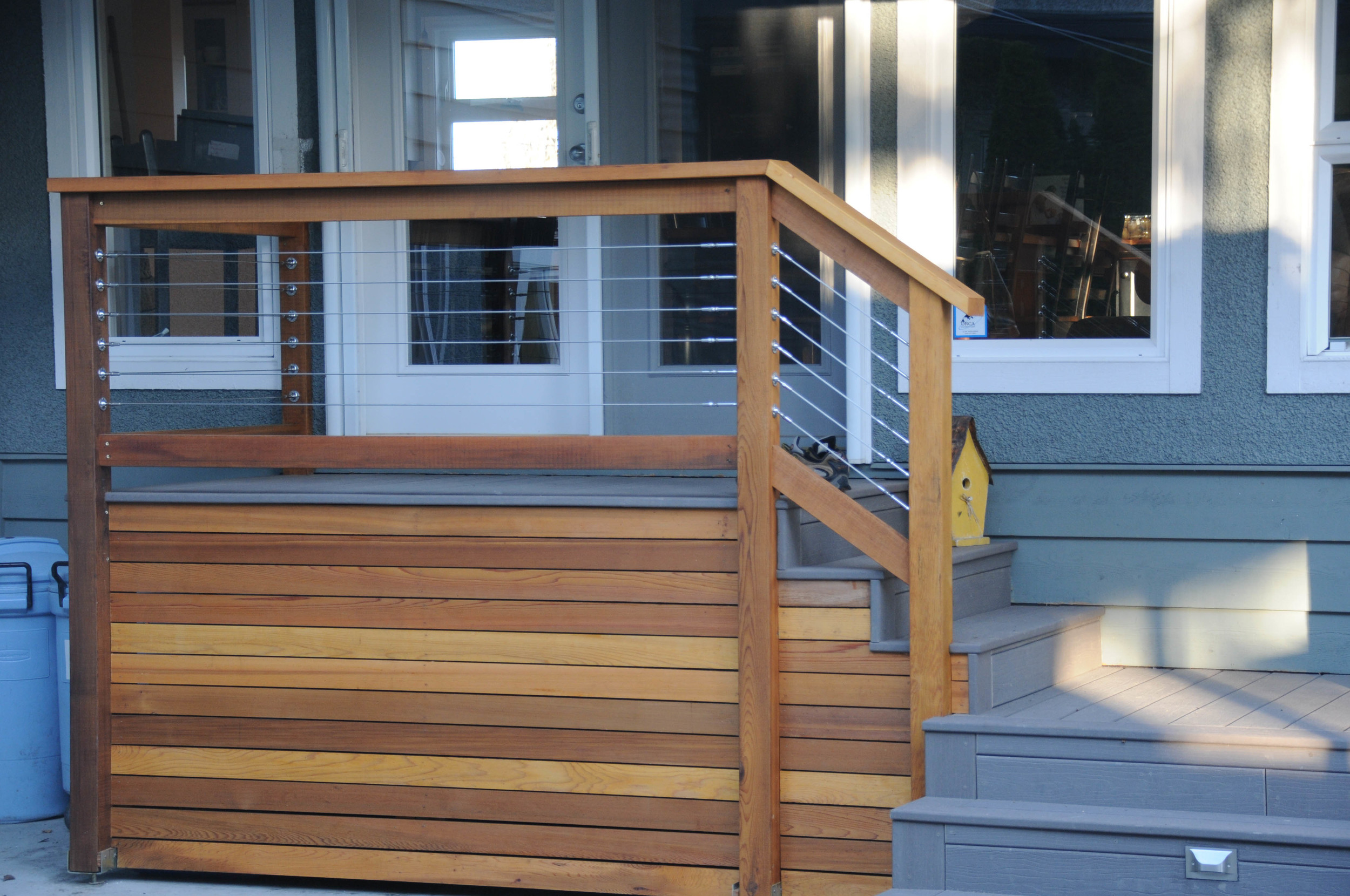   Red Cedar Fence &amp; Stainless Steel Cable Railing  