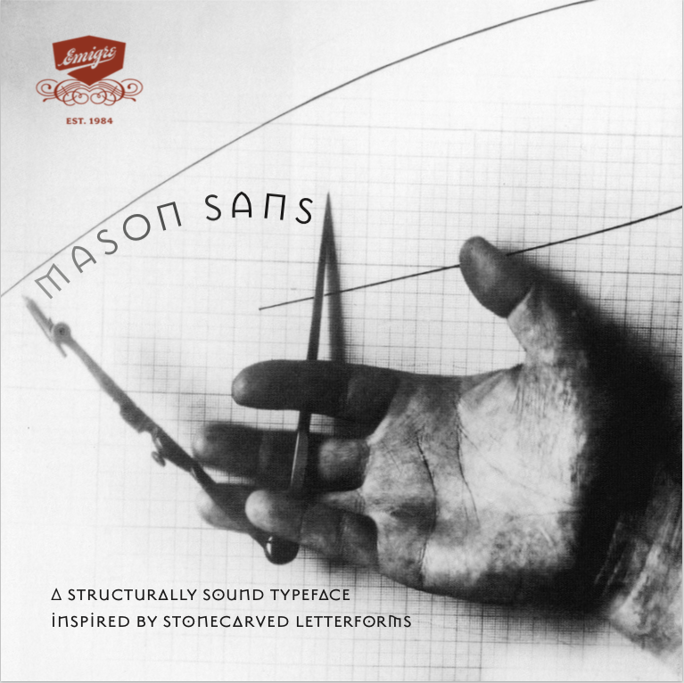 Poster for the typeface Mason Sans by Emigre 