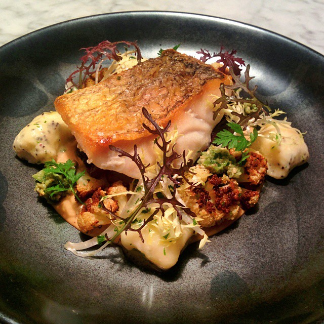 Tile Fish. Caramelized Cauliflower. Poppy Seed Gnudi. Olive Pesto.