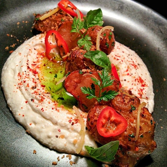 Duck Fat Fried Sunchokes. Whipped Ricotta. Tuna Bottarga. Preserved Lemon. Chili.