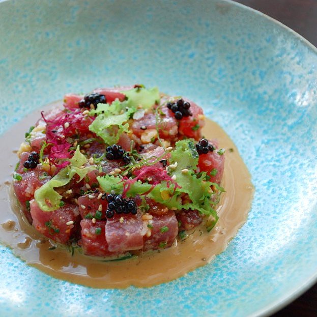 Tuna. Miso. Macadamia. Seaweed. Soy Tapioca. Furikake.