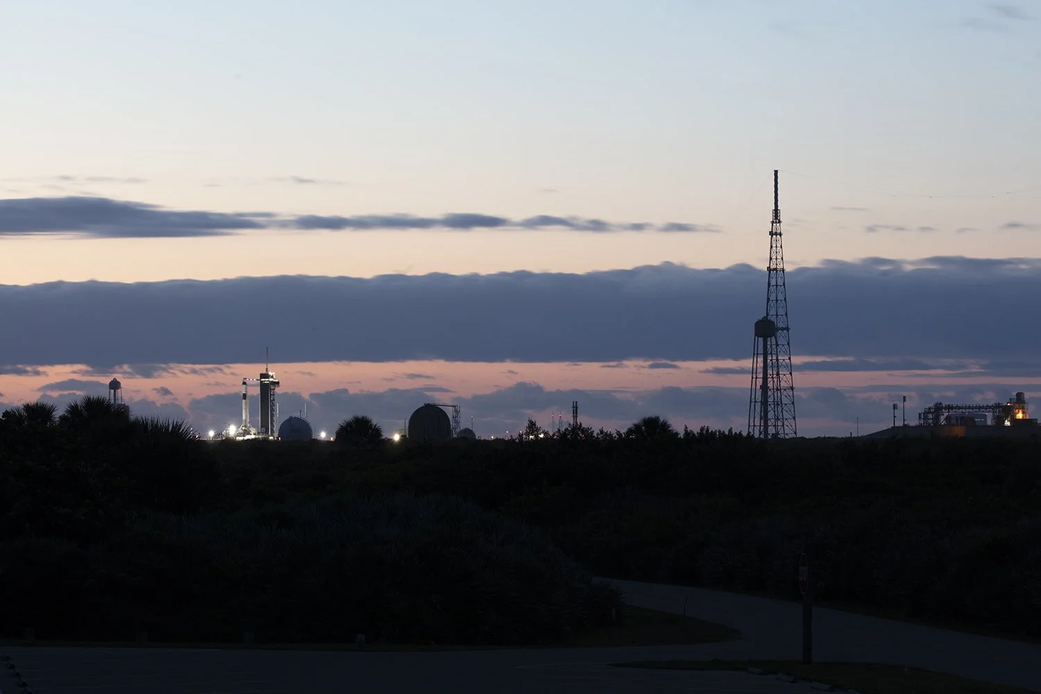   Falcon 9 and Dragon Waiting for Launch on Launch Pad 39A, Cape Canaveral, FL , 2021 