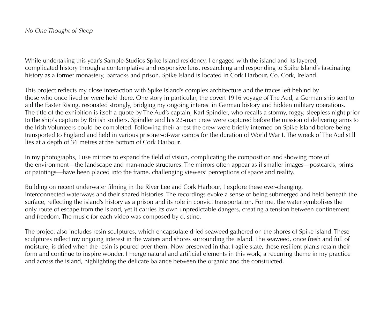    No One Thought of Sleep   