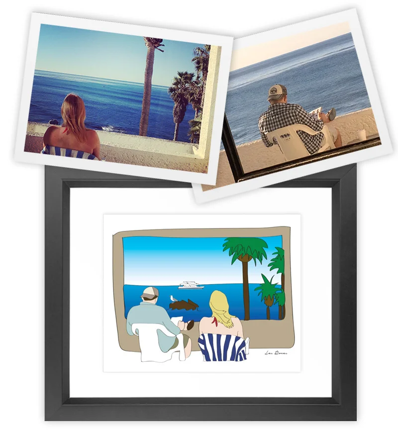 Christmas gift for Jim. Victoria sent me two different images from their recent trip to Las Rocas, MX and wanted the illustration to be together
