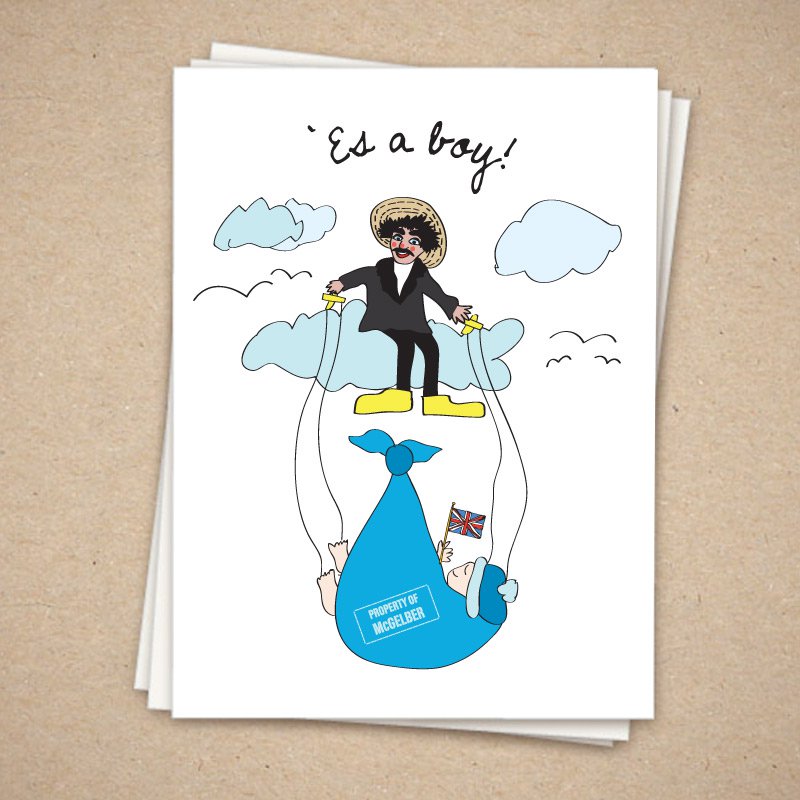 Custom illustrated baby shower invites for Amber & Scott