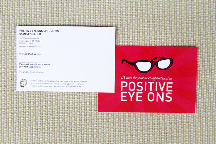 Appointment reminder cards for Optometrist Ryan Stybel at Positive Eye Ons